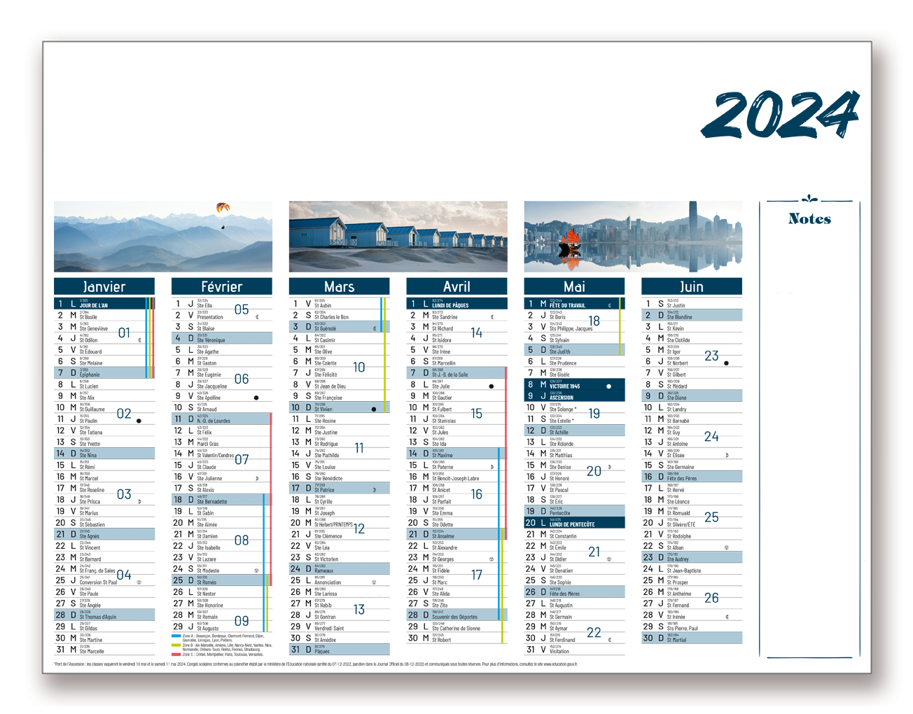 Calendrier Publicitaire 1/2 Format R/V - Agenda Offset 5