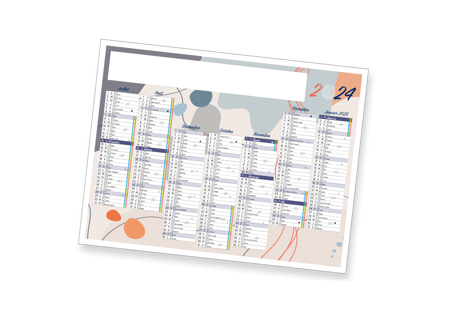 Calendrier souple cartonné 2024 Essonne 91 Hauts de Seine 92